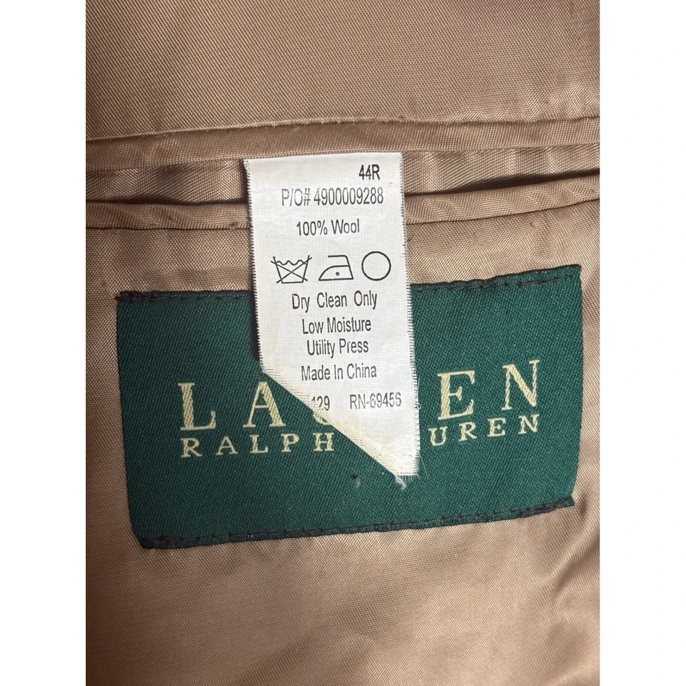 Lauren Ralph Lauren Mens 44R Blazer Grey Herringbone 100% Wool Sport Coat Jacket